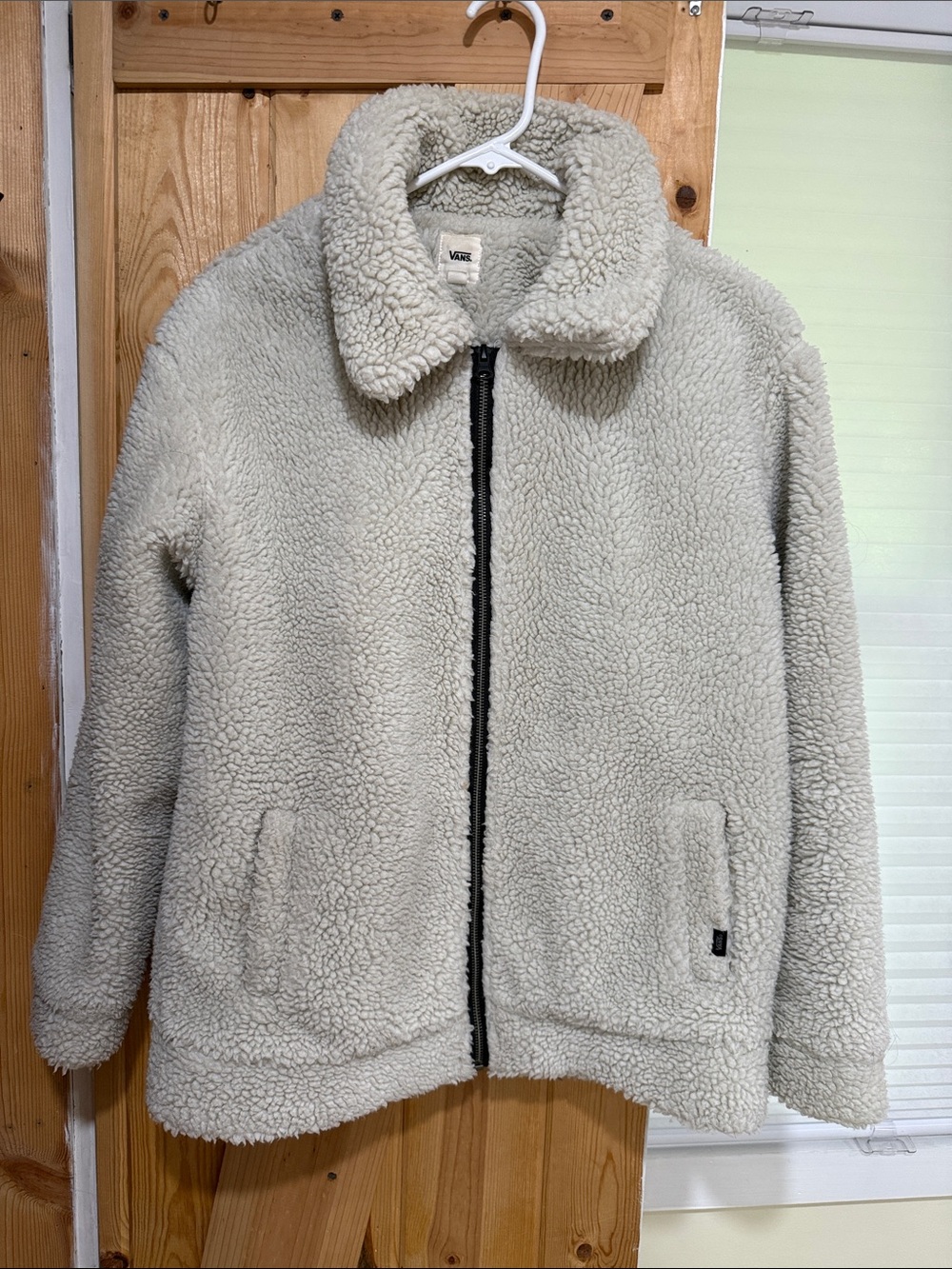 Vans Cream Sherpa Zip-Up Jacket - Size XS/S